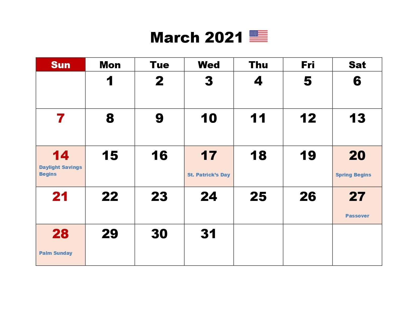 march 2021 calendar pdf