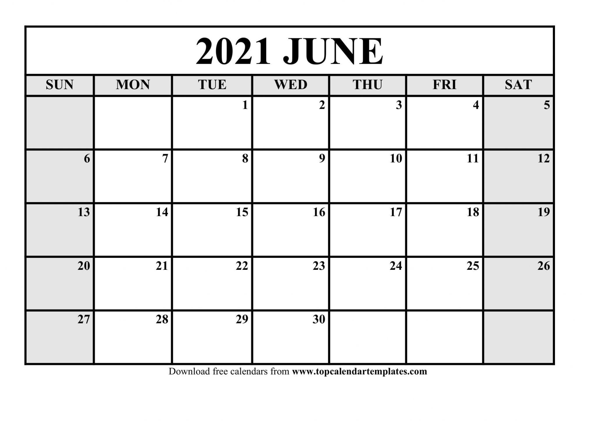 june 2021 printable calendar