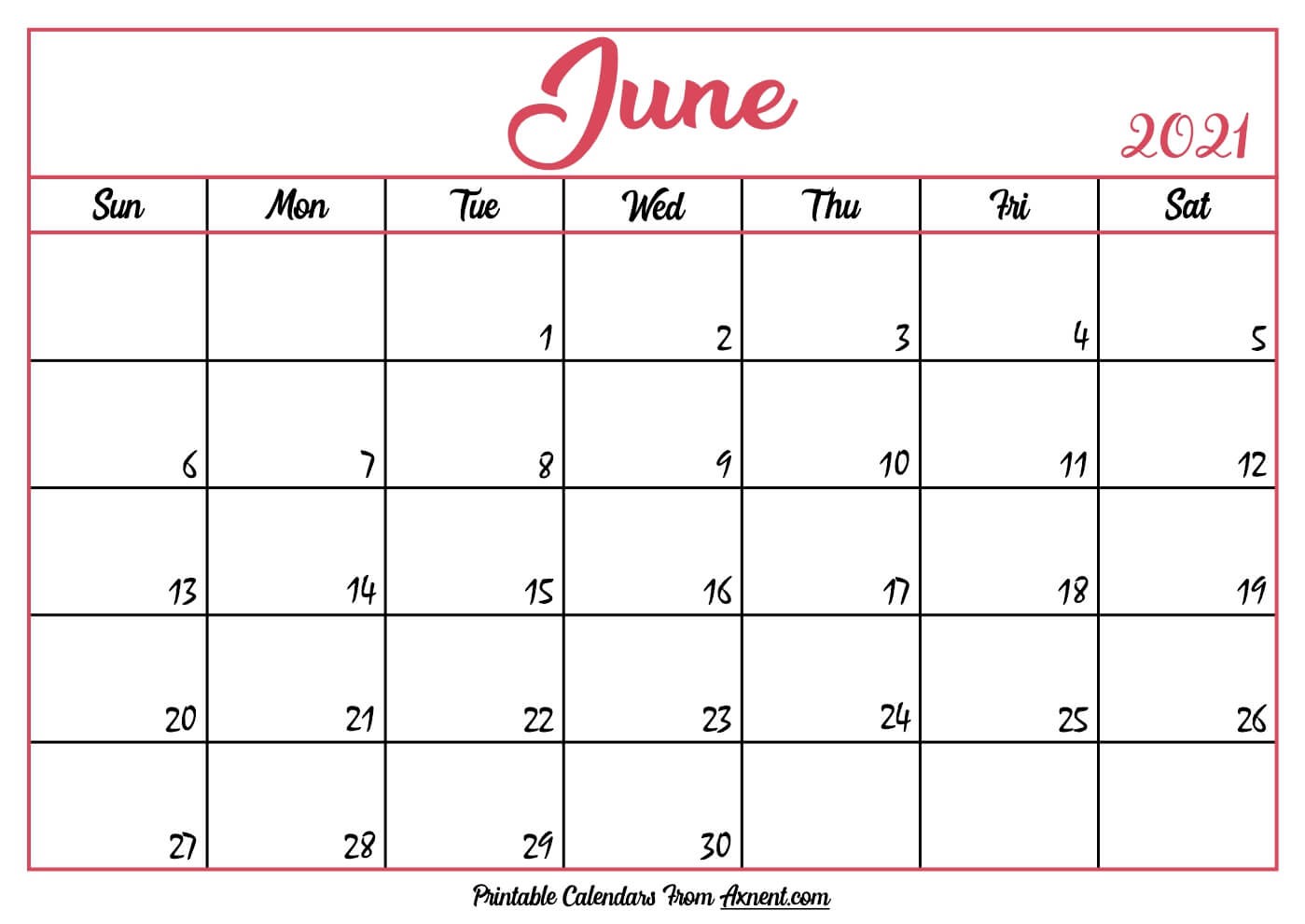 june 2021 calendar