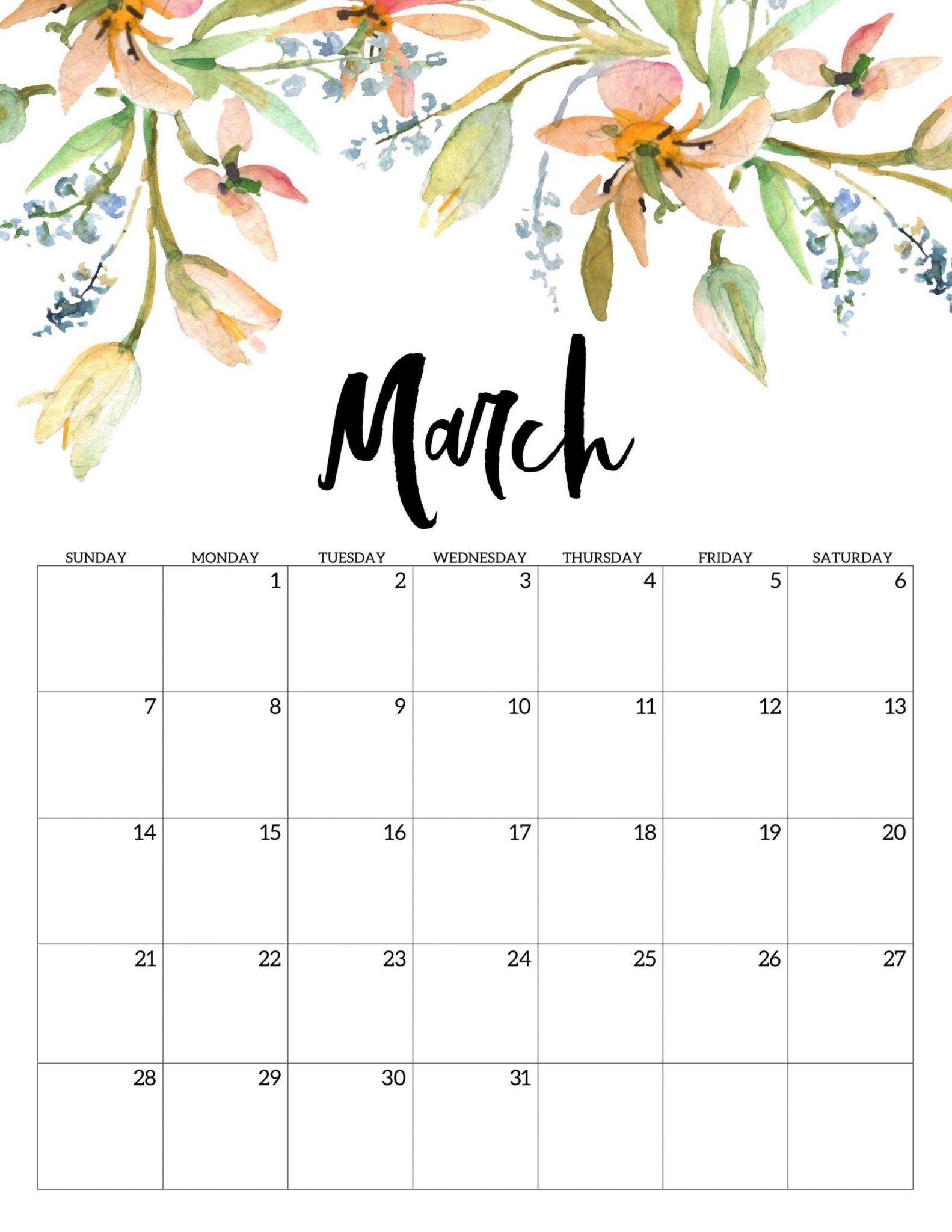 Cute Printable Calendar March