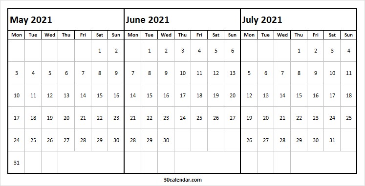 may to jul 2021 calendar blank template