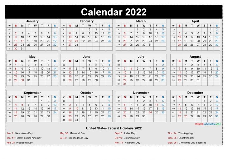 Free Printable Calendar 2022 by Month | Free Printable Calendar Monthly