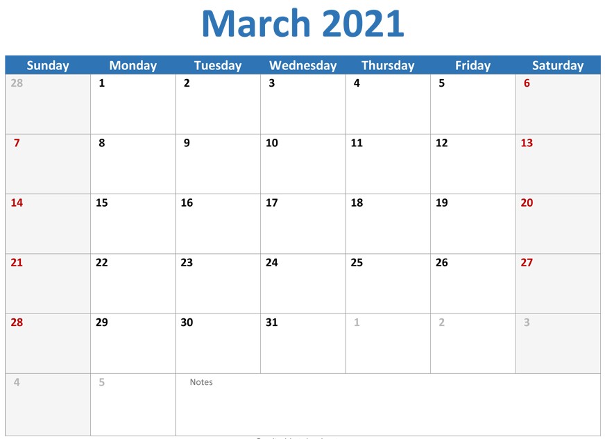 march 2021 calendar with holidays