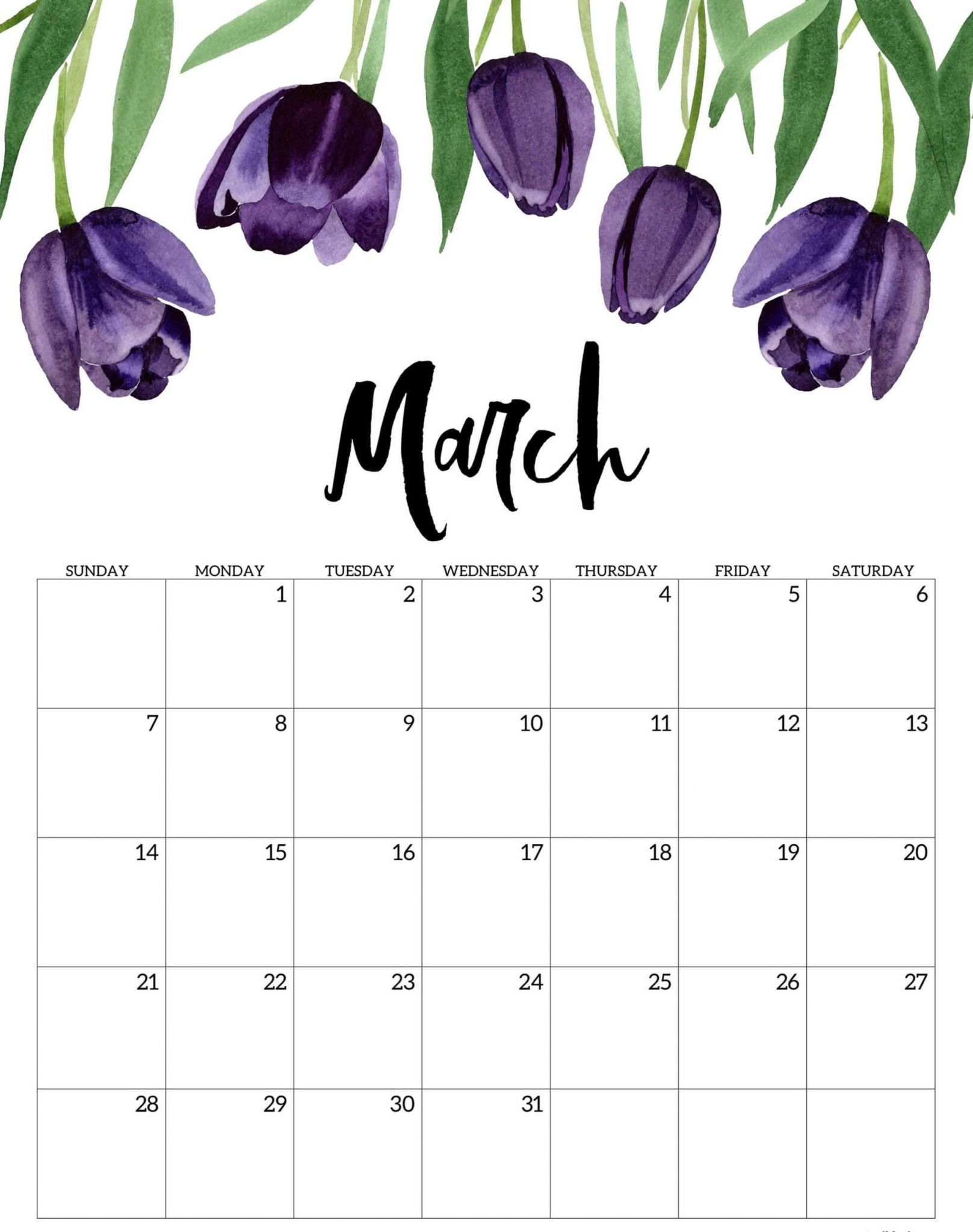 cute march 2021 calendar