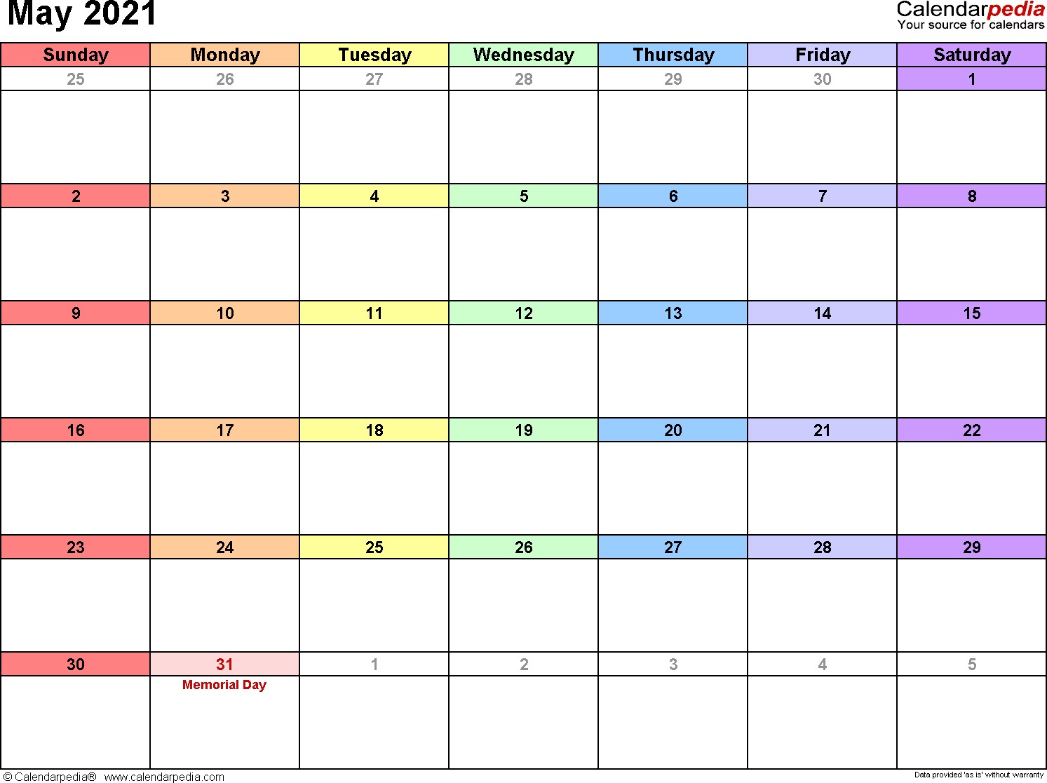 may 2021 calendar