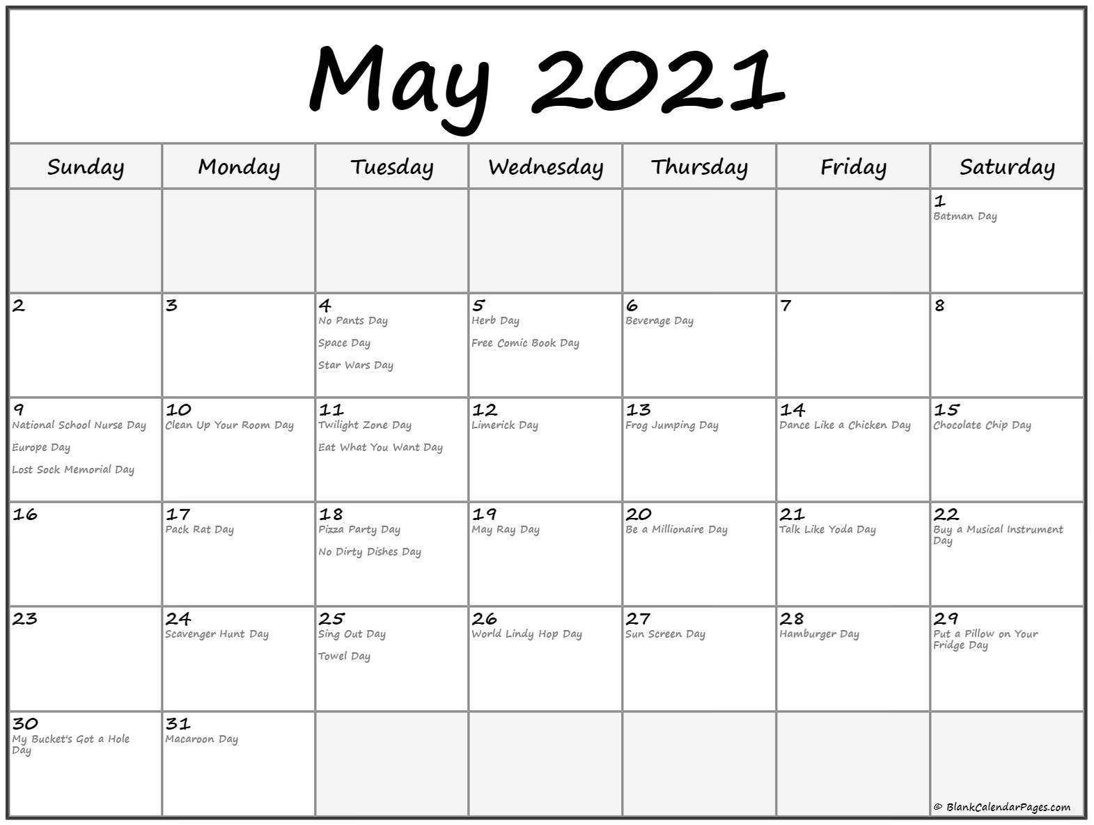 May 2021 Calendar Holidays Free Printable Calendar Monthly 9701