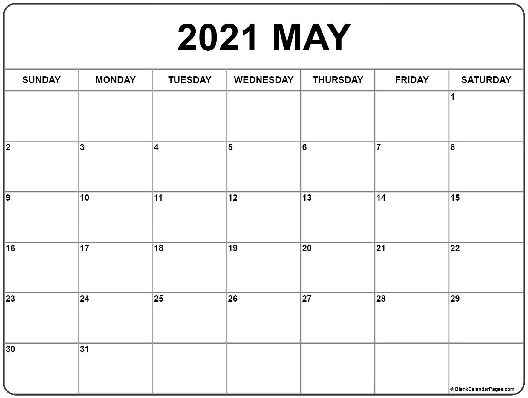 May 2021 calendar