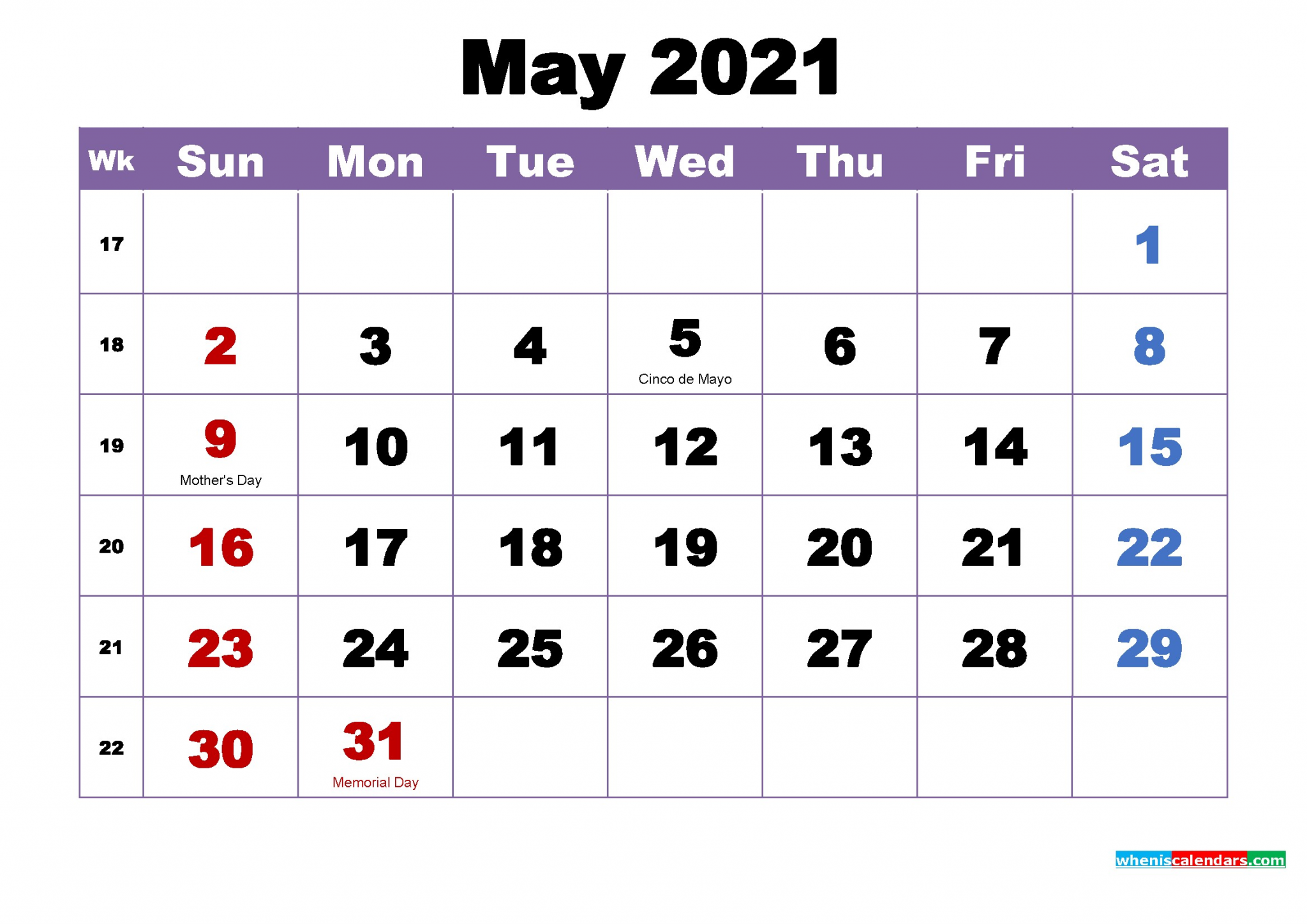 free may 2021 monthly calendar printable holidays arialblk 5 m21h53