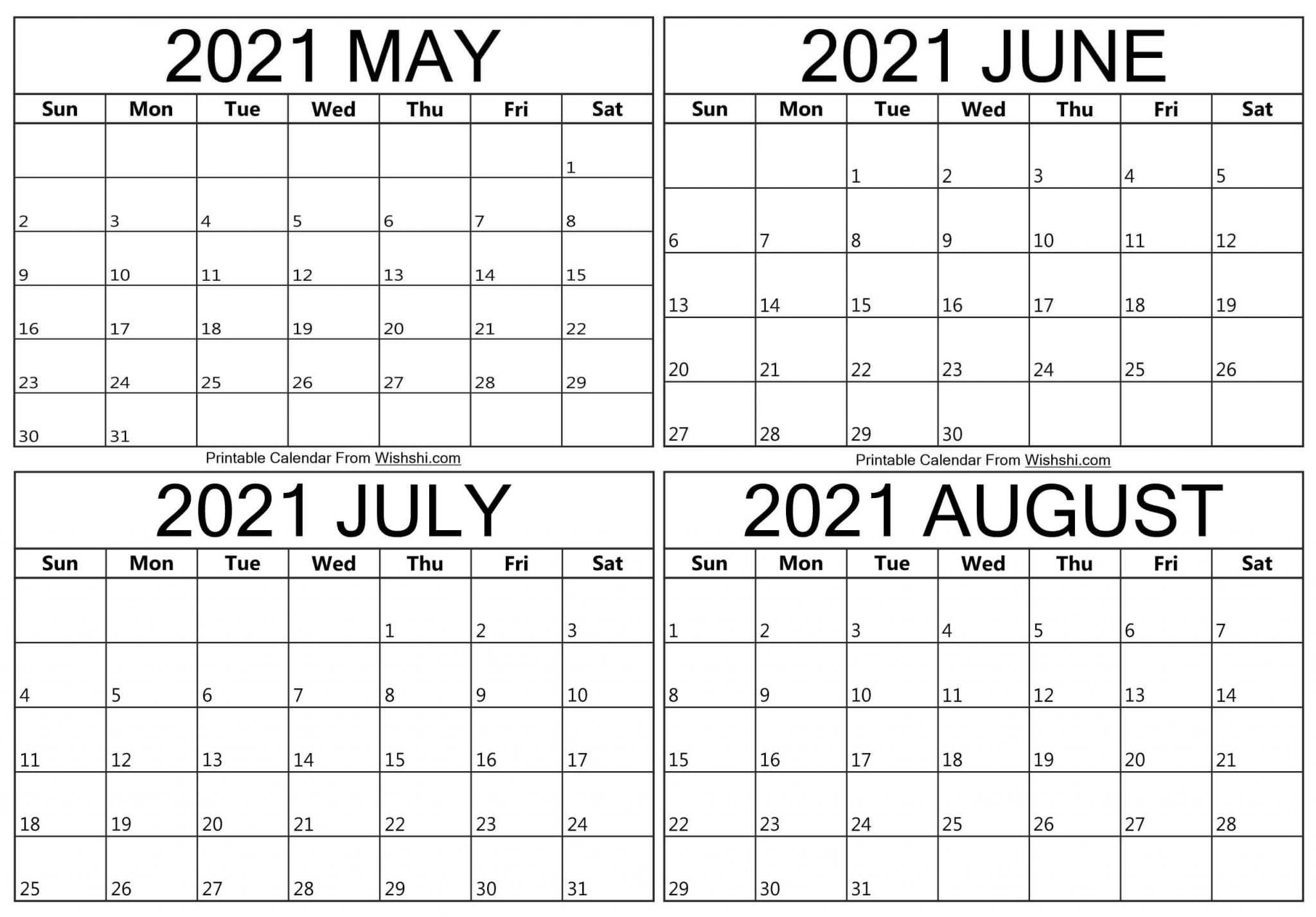 may to august 2021 calendar