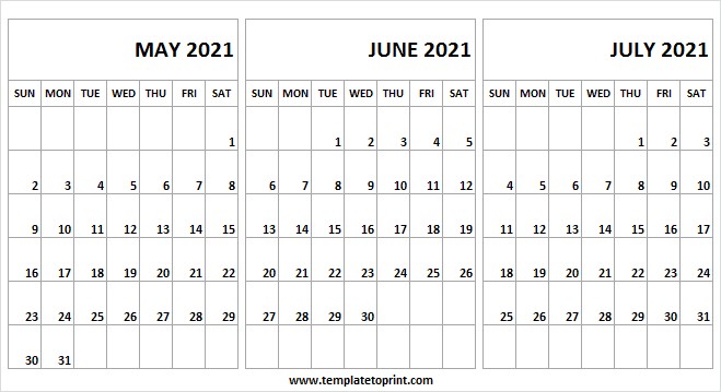 May to July 2021 Calendar Word May to July 2021 Calendar Template