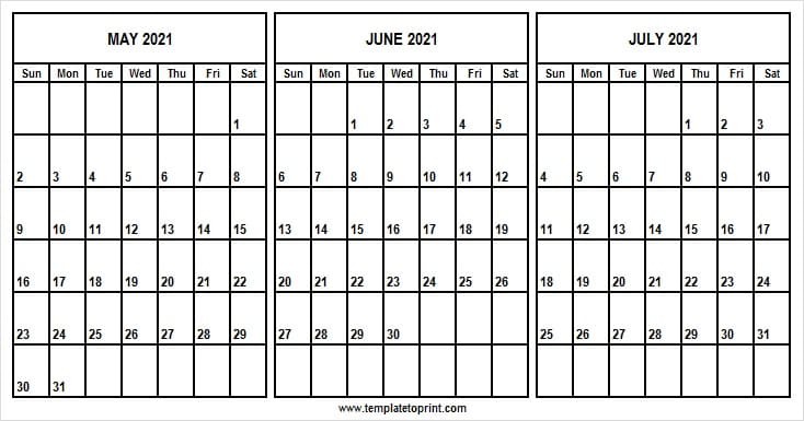 may to july 2021 calendar word