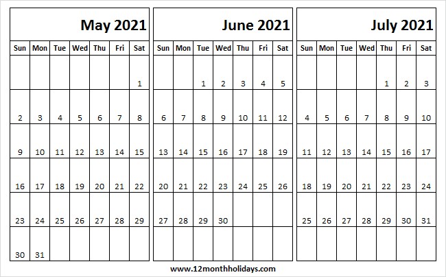 may to july 2021 printable calendar