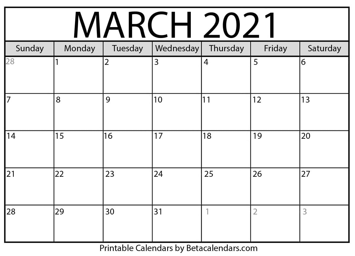 march 2021 calendar free blank printable templates