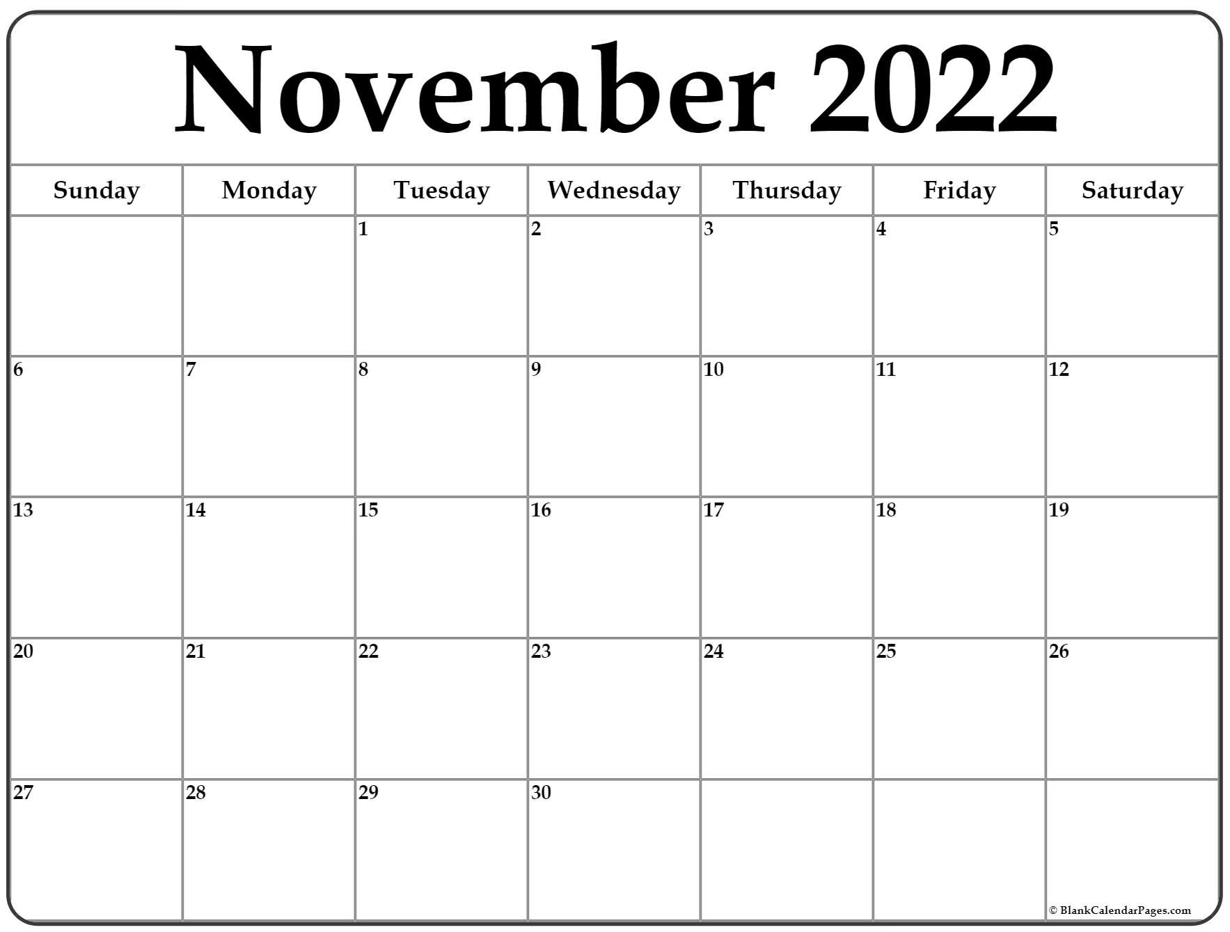 November 2022 calendar