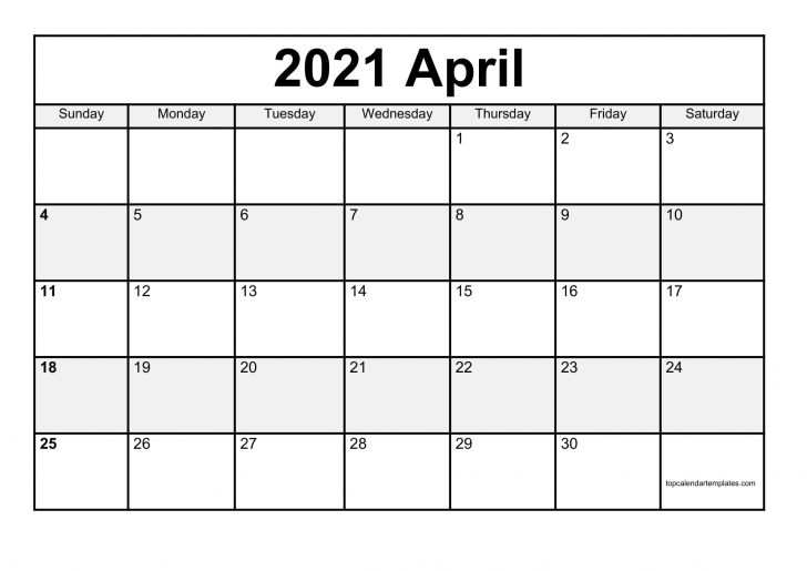 Printable Calendar April 2021 Free Printable Calendar Monthly