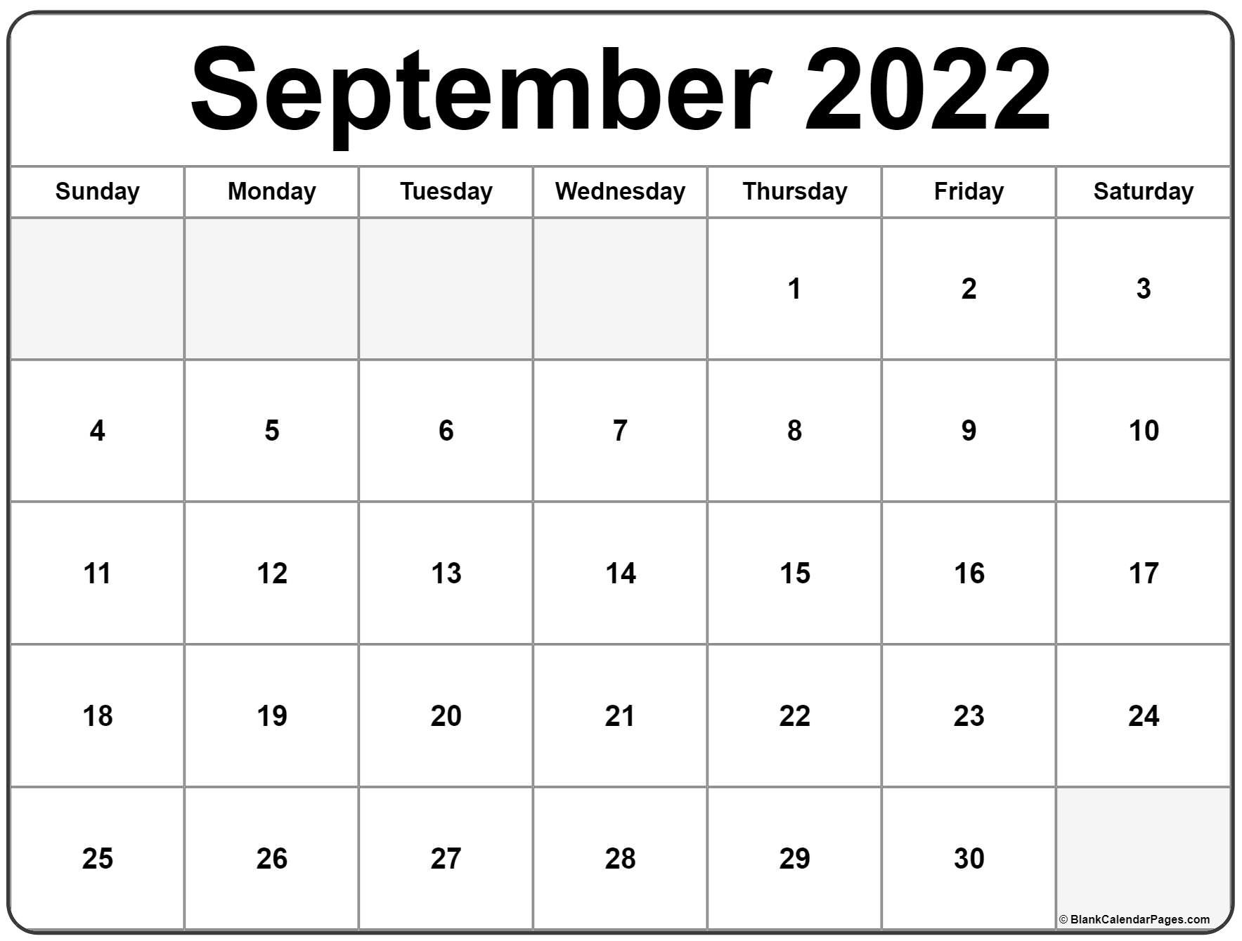 September 2022 calendar