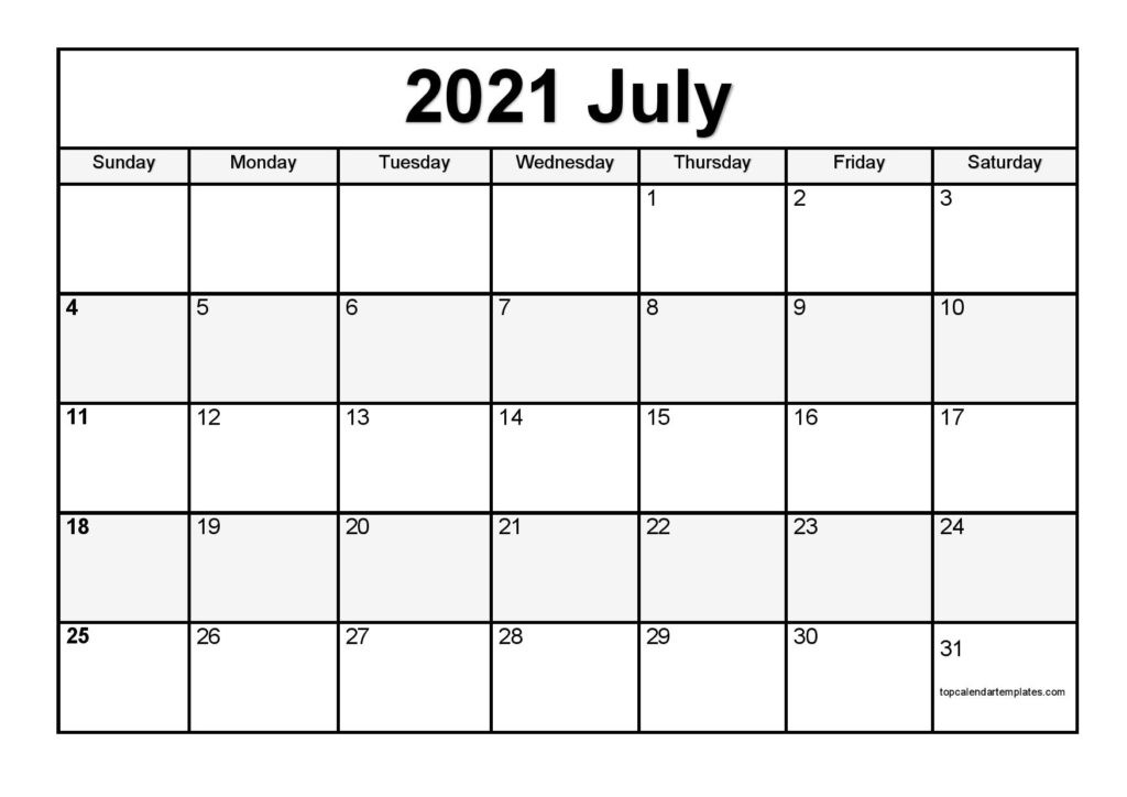 july 2021 calendar