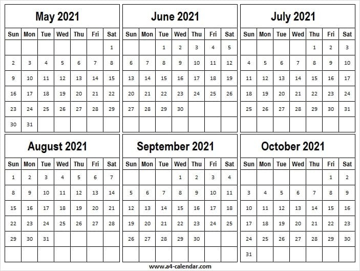 may to october 2021 calendar