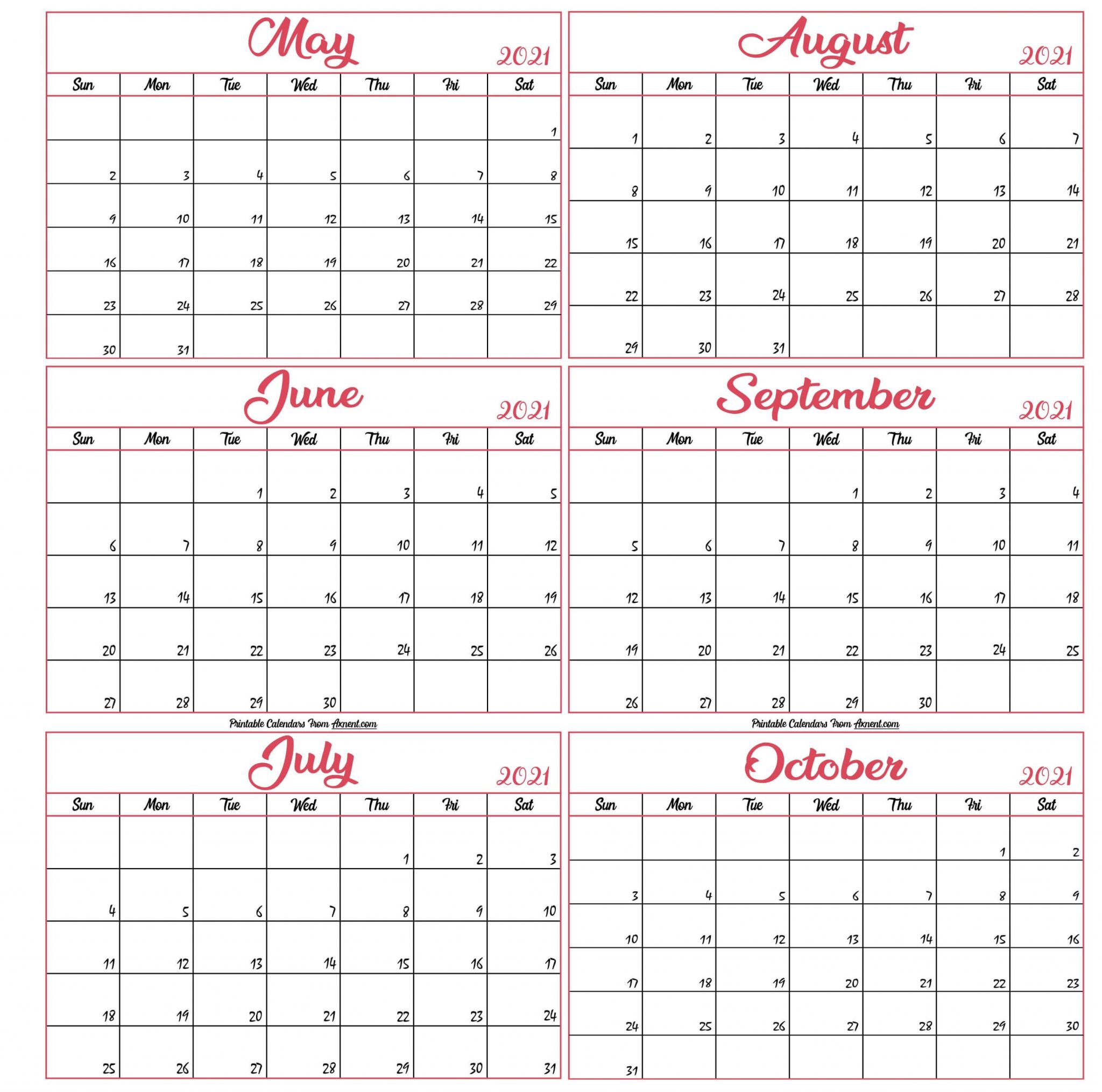 may to october 2021 calendar