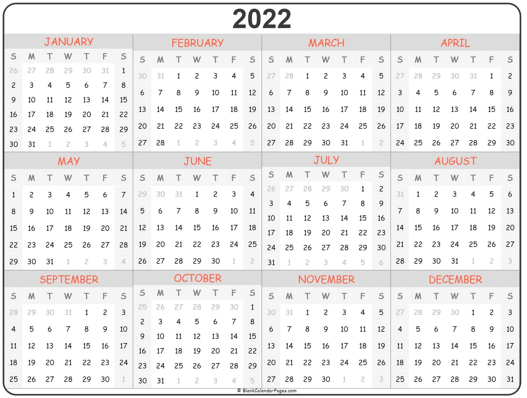 calendar for year 2022 canada time and date