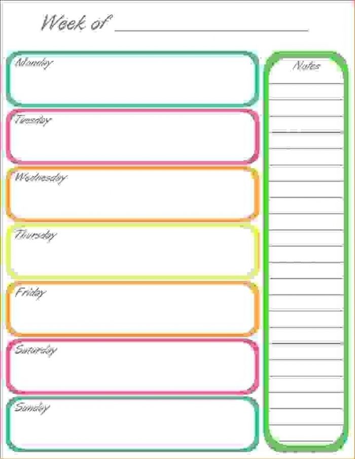 Blank 7 Day Calendar Template Free Printable Calendar Monthly