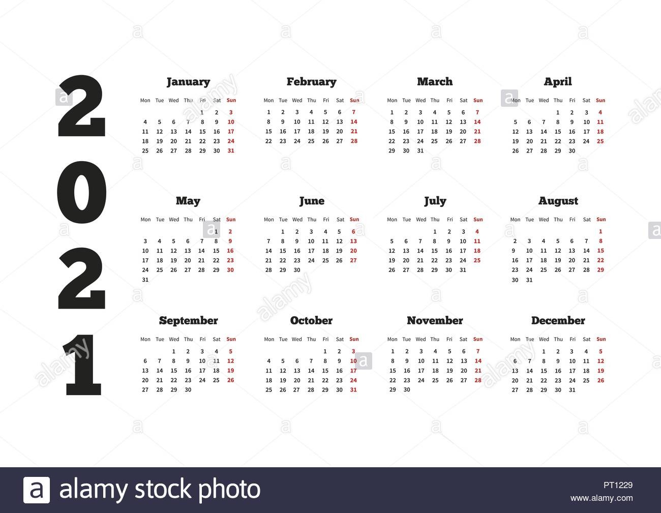 Calendar 2021 Week Starting Monday Calendar On 2021 Year with Week Starting From Monday A4