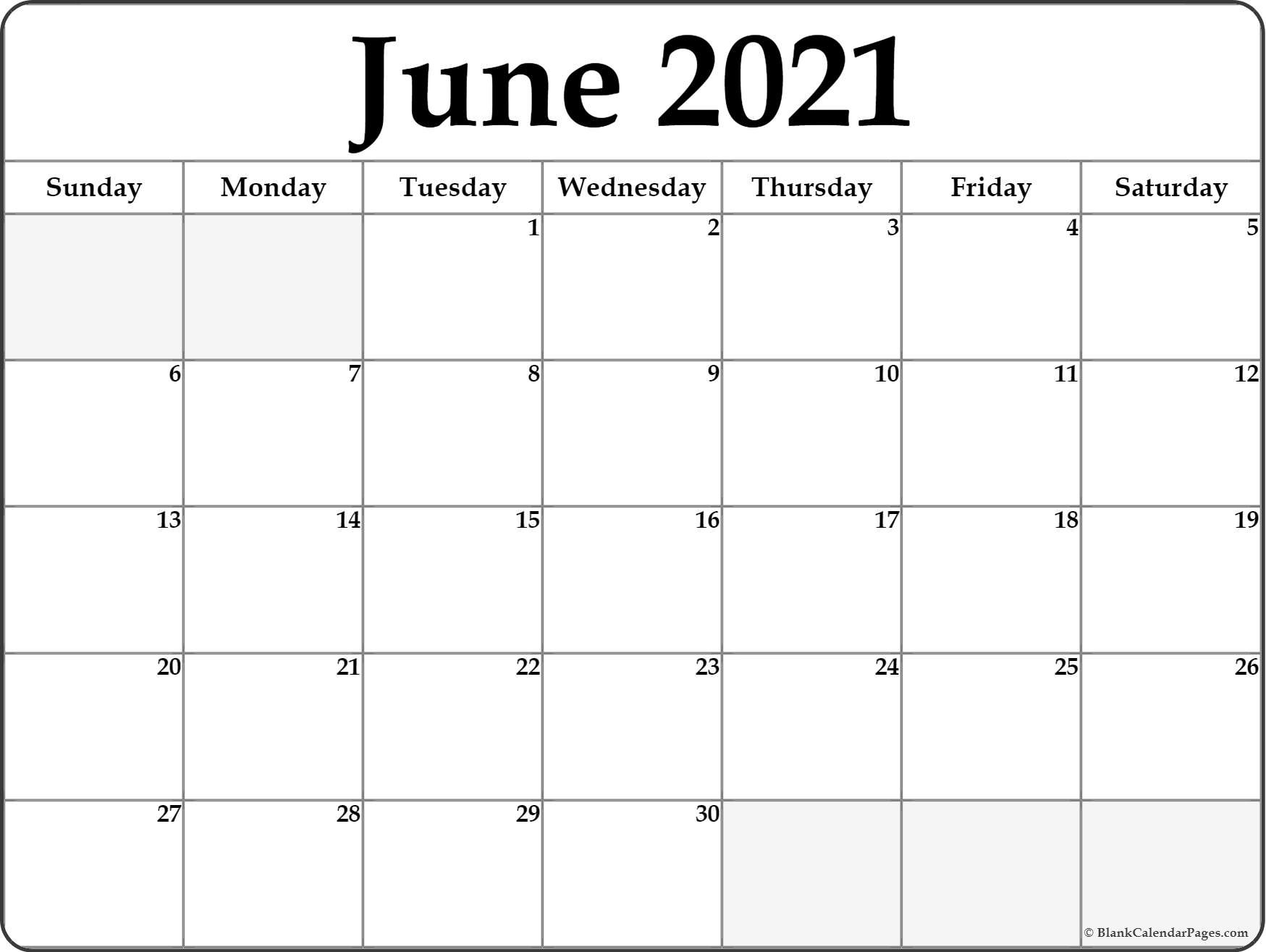 June 2021 calendar