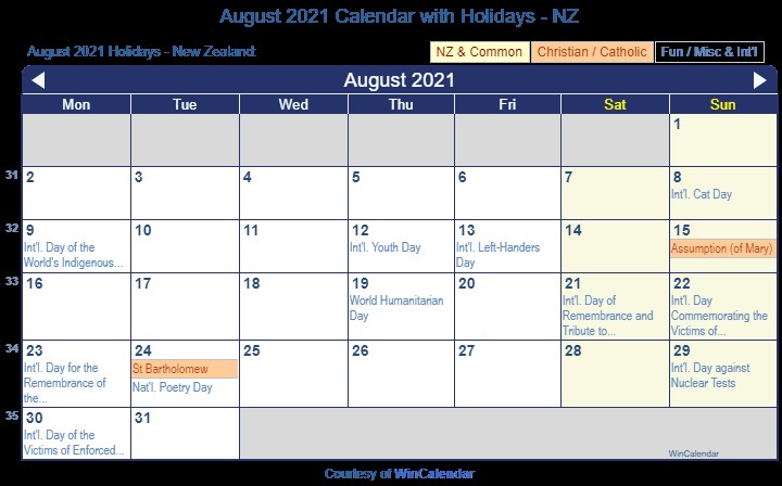 Printable Calendar August 2021