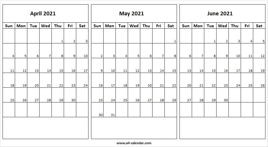 apr to jun 2021 calendar