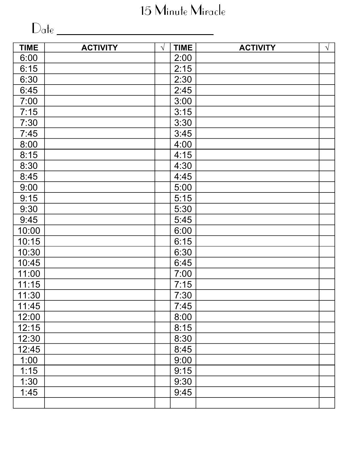 15 minute daily schedule