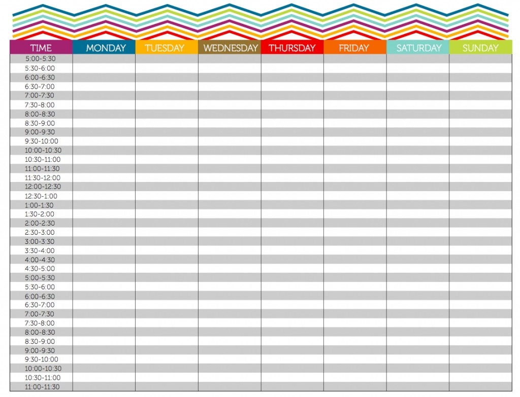 blank weekly calendar 15 minute increments