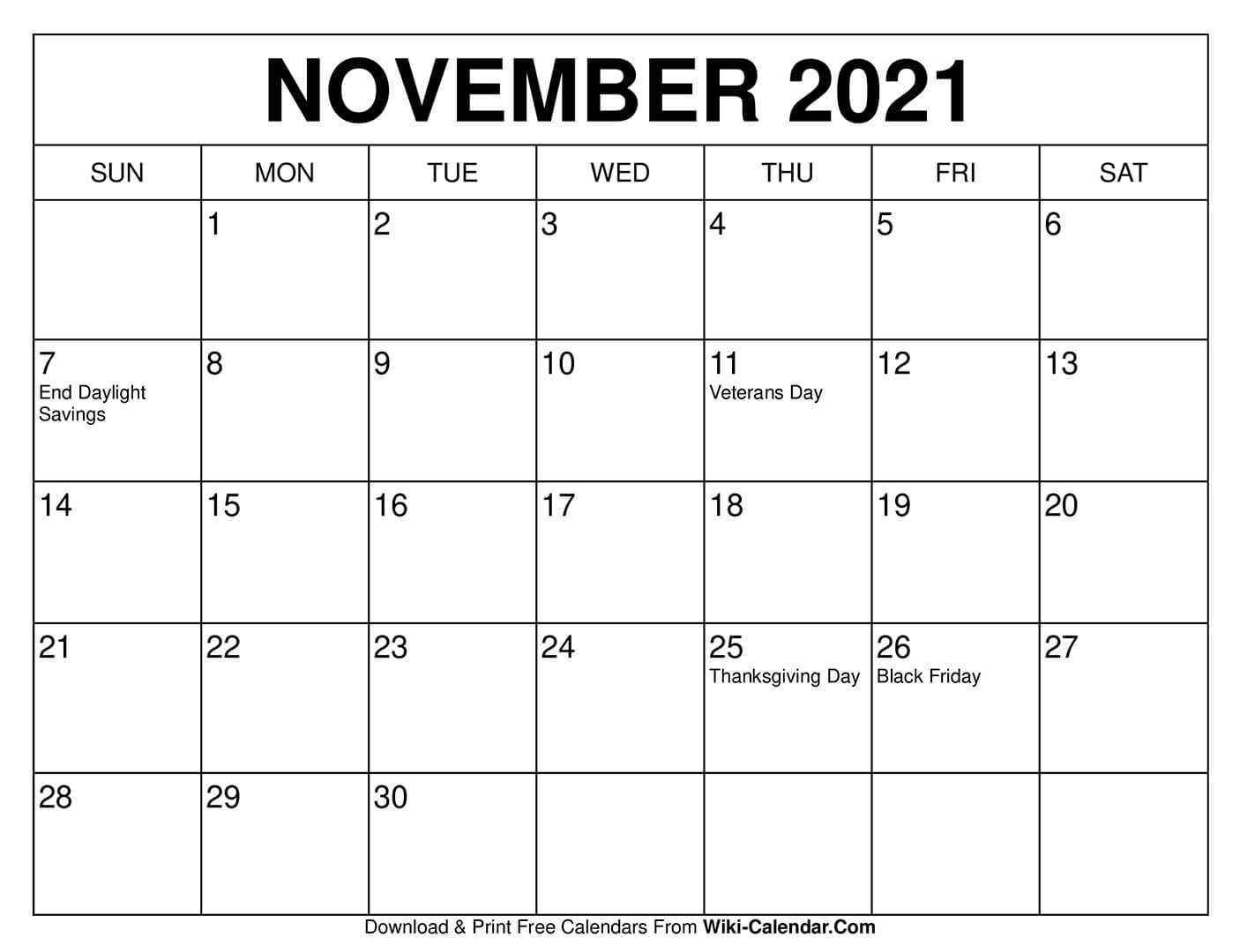 november calendars