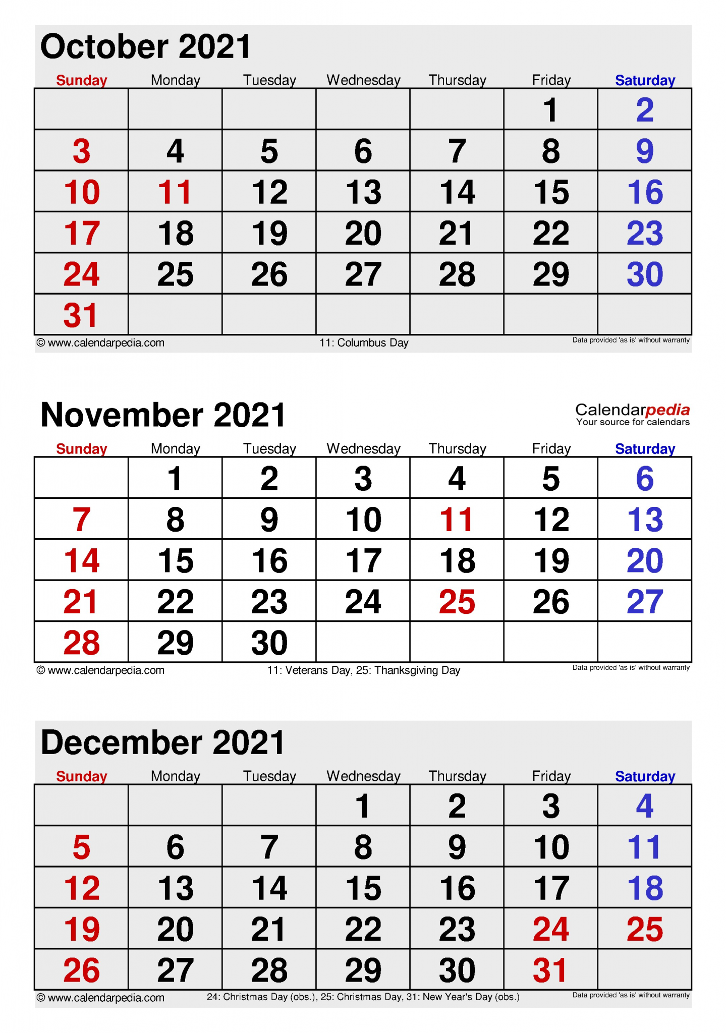 november 2021 calendar