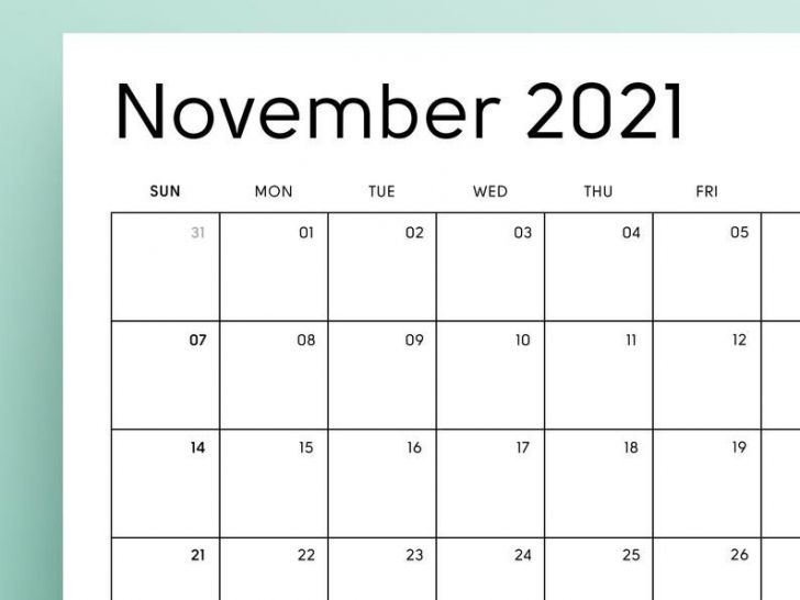 calendar monday to sunday 2021