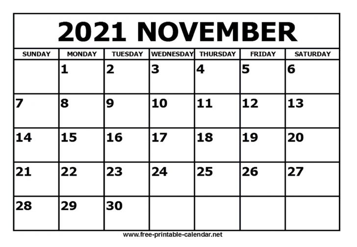 Printable November 2021 Calendar | Free Printable Calendar Monthly